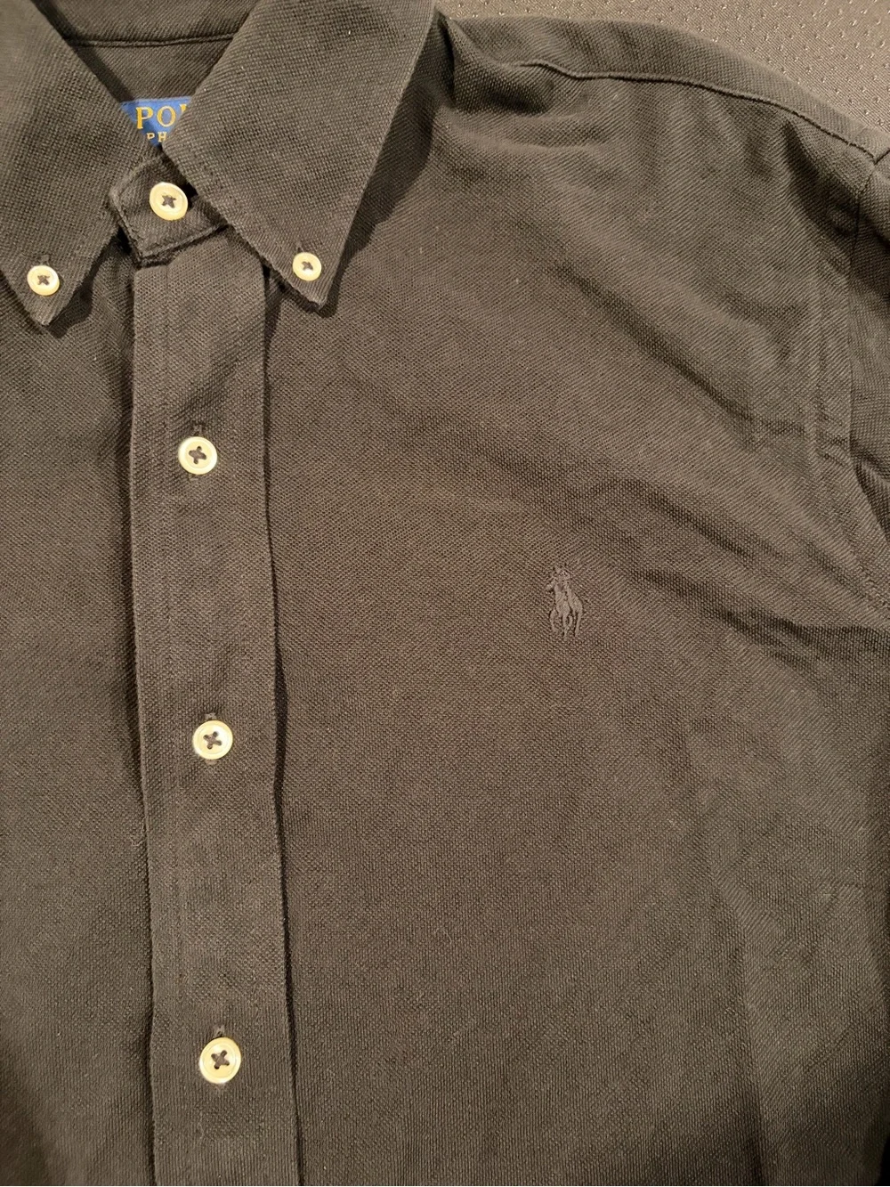 Polo Ralph Lauren Men's Medium Knit Oxford Button-Down Long Sleeve Shirt Black